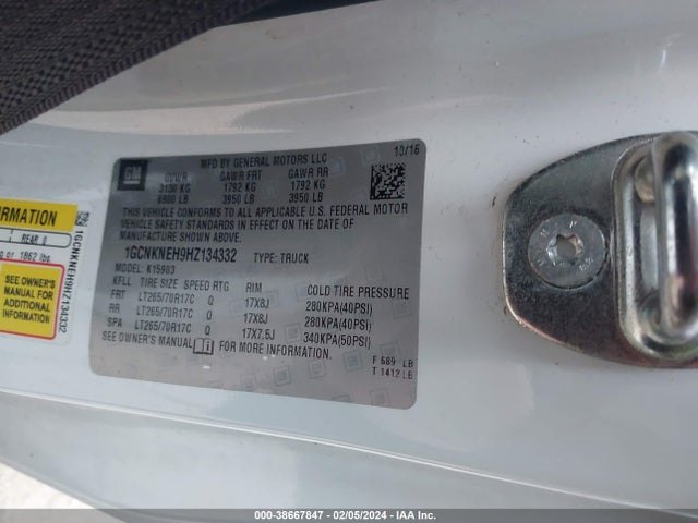Chevrolet Silverado 1500 Wt 2017 1GCNKNEH9HZ134332 Image 9