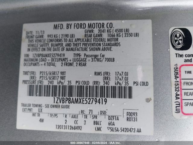 1ZVBP8AMXE5279419 Ford Mustang V6 Premium