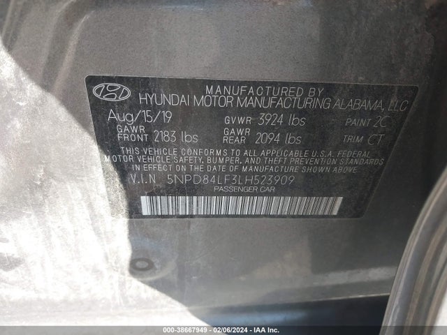 Hyundai ELANTRA SEL 2020 5NPD84LF3LH523909 Image 9