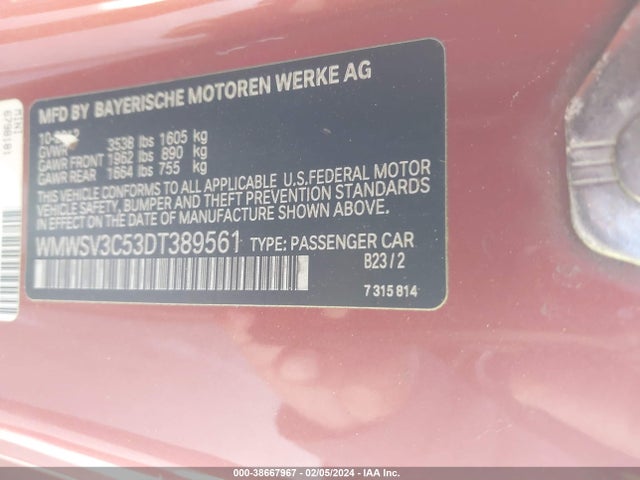2013 MINI HARDTOP WMWSV3C53DT389561 Photo 8