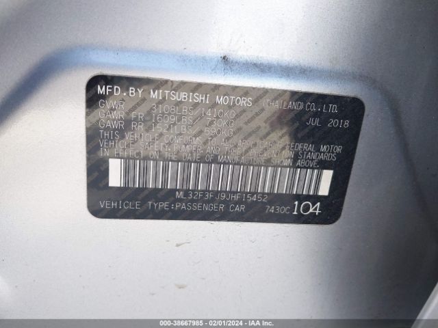 ML32F3FJ9JHF15452 Mitsubishi Mirage G4 Es