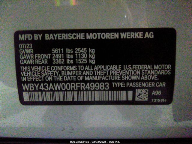 2024 BMW I4 WBY43AW00RFR49983 Photo 8