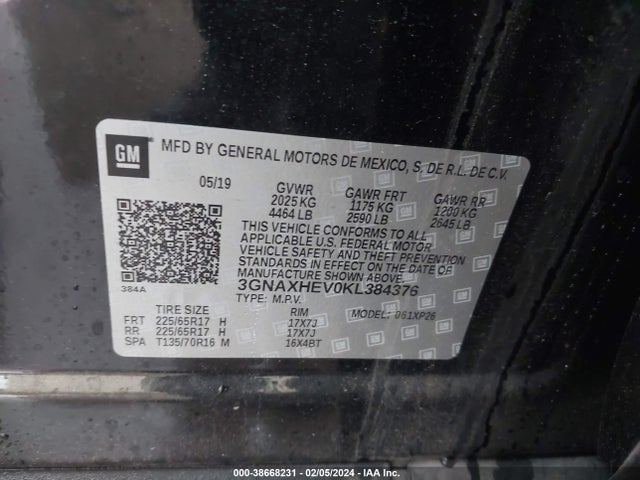 Chevrolet EQUINOX LS 2019 3GNAXHEV0KL384376 Image 9