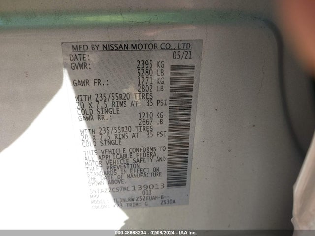 Nissan Murano Sl Intelligent Awd 2021 5N1AZ2CS7MC139013 Image 9
