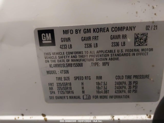 KL4MMDSL5MB155068 Buick Encore Gx Select