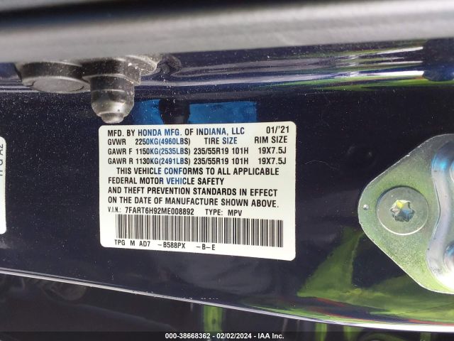 7FART6H92ME008892 Honda Cr-v Hybrid Touring