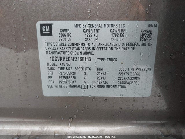 Chevrolet Silverado K1500 Lt 2015 1GCVKREC4FZ160183 Image 9