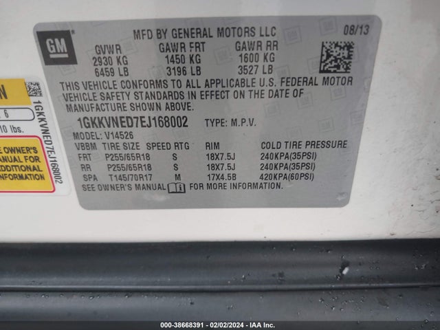1GKKVNED7EJ168002 GMC Acadia Sle-1