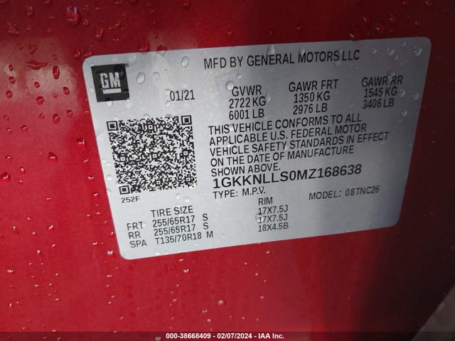 GMC Acadia Awd At4 2021 1GKKNLLS0MZ168638 Image 9