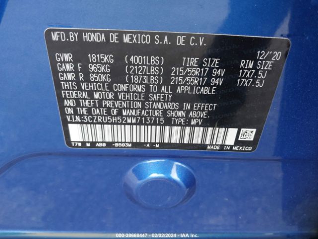 3CZRU5H52MM713715 Honda Hr-v 2wd Ex