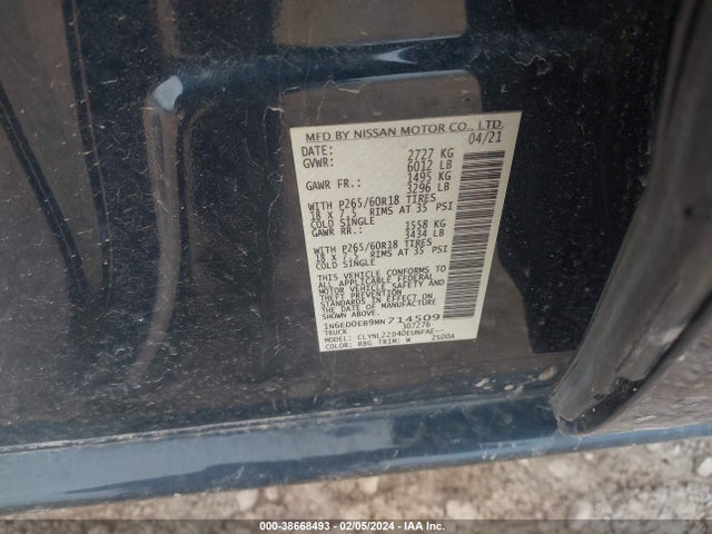 Nissan Frontier Sv 4x4 2021 1N6ED0EB9MN714509 Image 9
