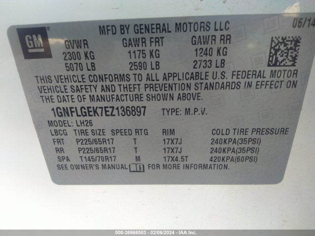 Chevrolet Equinox 2lt 2014 1GNFLGEK7EZ136897 Image 9
