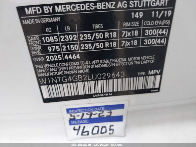 W1NTG4GB2LU029643 Mercedes-Benz Gla 250 4matic