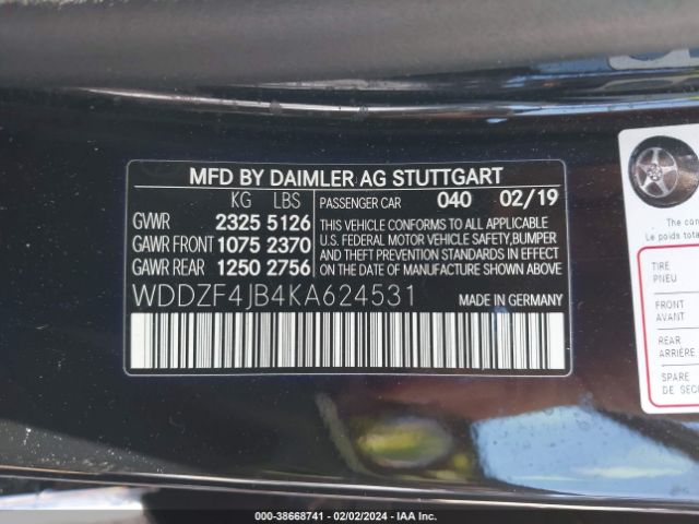 WDDZF4JB4KA624531 Mercedes-Benz E 300