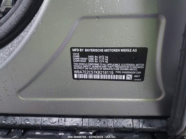 BMW 740I 2019 WBA7E2C57KB218119 Image 9