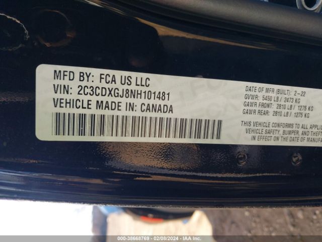 2C3CDXGJ8NH101481 Dodge Charger Scat Pack Widebody