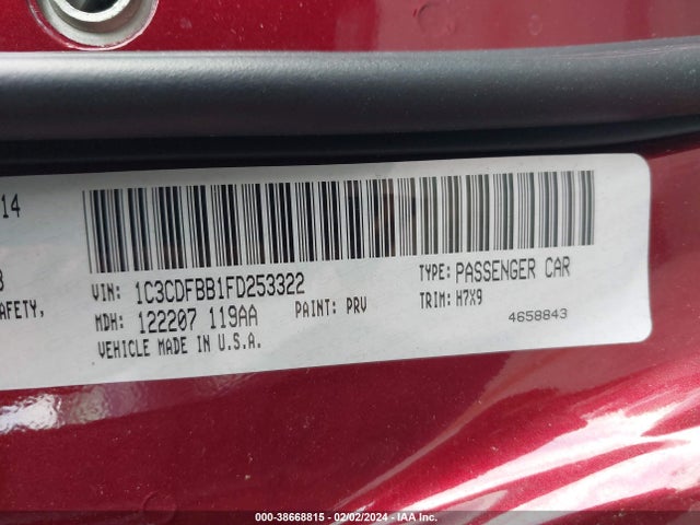 Dodge DART SXT 2015 1C3CDFBB1FD253322 Image 9