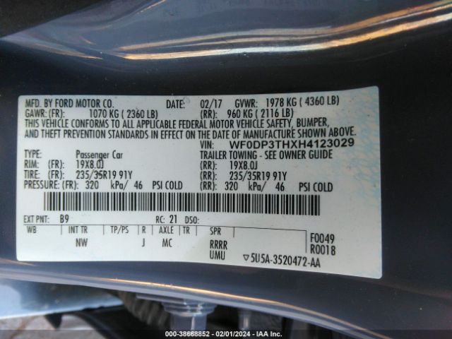 WF0DP3THXH4123029 Ford FOCUS RS