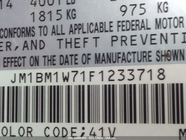 38668905 :رقم المزاد ، JM1BM1W71F1233718 vin ، 2015 Mazda Mazda3 I Grand Touring مزاد بيع