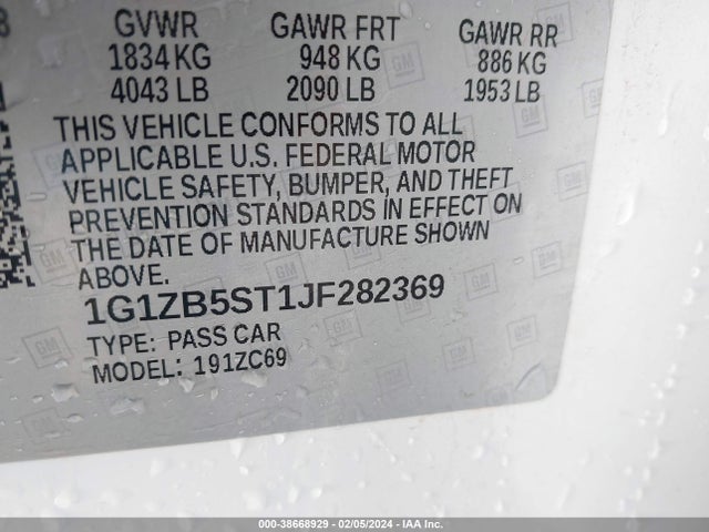 Chevrolet Malibu 1ls 2018 1G1ZB5ST1JF282369 Image 9
