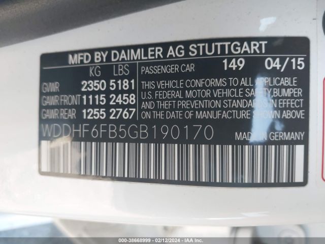 WDDHF6FB5GB190170 Mercedes-Benz E 400