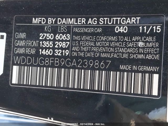 WDDUG8FB9GA239867 Mercedes-Benz S 550 4matic