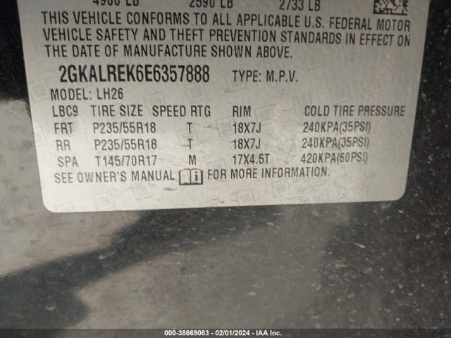GMC Terrain Sle-2 2014 2GKALREK6E6357888 Image 9