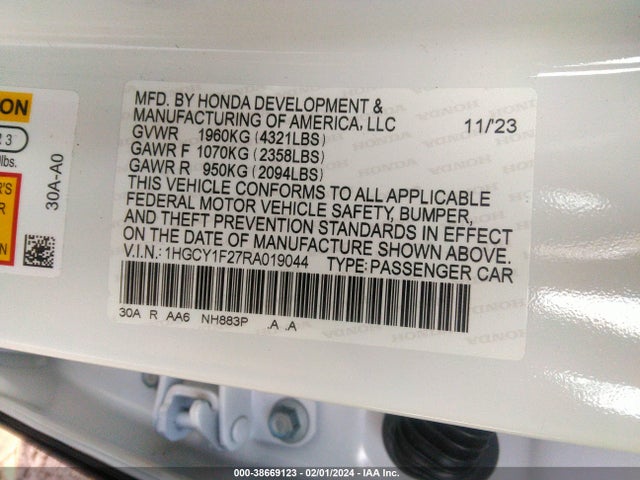 Honda ACCORD LX 2024 1HGCY1F27RA019044 Image 9