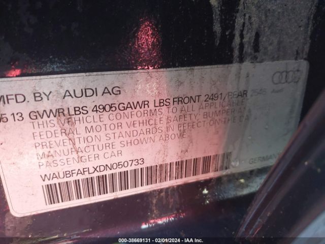 2013 AUDI A4 WAUBFAFLXDN050733 Photo 8
