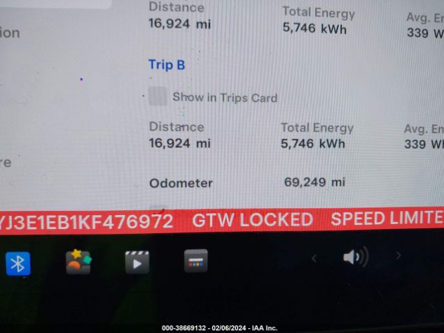 5YJ3E1EB1KF476972 Tesla Model 3 Long Range/performance