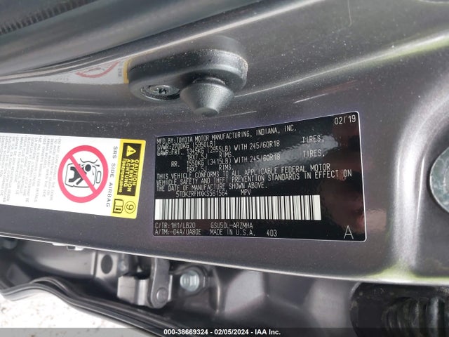 Toyota Highlander Xle 2019 5TDKZRFHXKS561564 Image 9