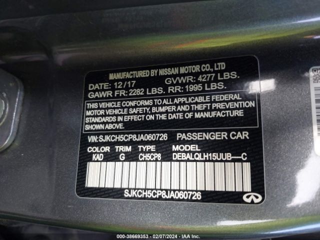 SJKCH5CP8JA060726 Infiniti Qx30 Luxury