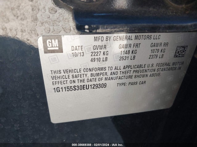 Chevrolet IMPALA 2LZ 2014 1G1155S30EU129309 Image 9