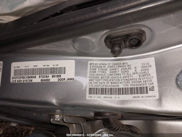 Honda Civic Sport 2020 2HGFC2F80LH549046 Image 9