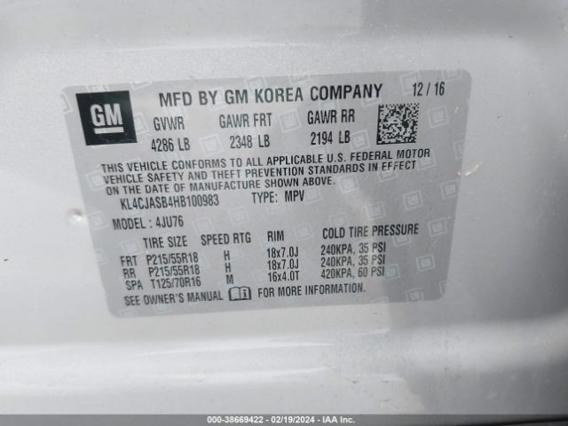 KL4CJASB4HB100983 Buick Encore Preferred