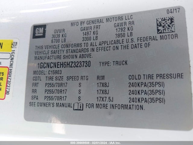 Chevrolet Silverado 1500 Wt 2017 1GCNCNEH6HZ323730 Image 9