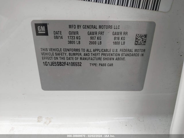 Chevrolet Sonic Ltz Auto 2015 1G1JE5SB2F4106932 Image 9
