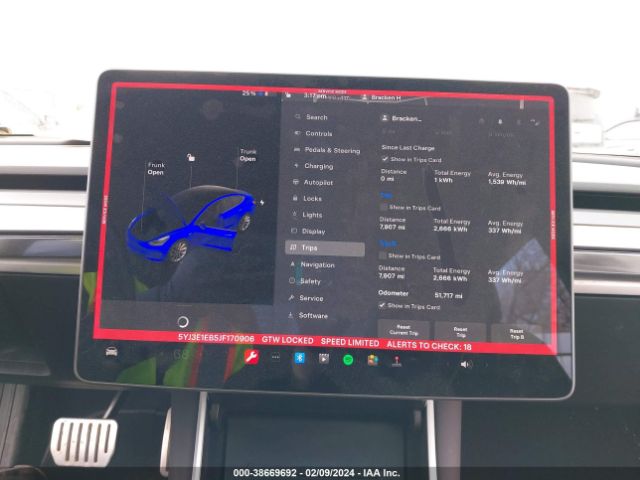 5YJ3E1EB5JF170906 Tesla Model 3 Long Range/performance