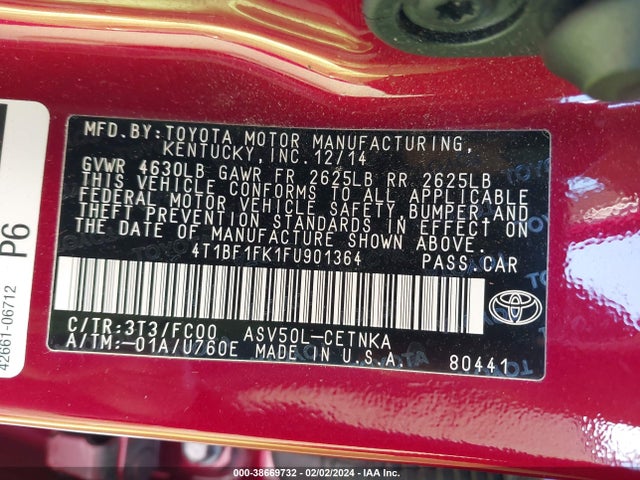 Toyota CAMRY LE 2015 4T1BF1FK1FU901364 Image 25