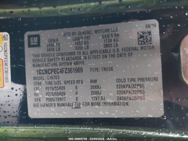Chevrolet Silverado 1500 Wt 2015 1GCNCPEC4FZ361969 Image 9
