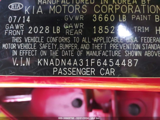 KIA Rio Sx 2015 KNADN4A31F6454487 Image 9