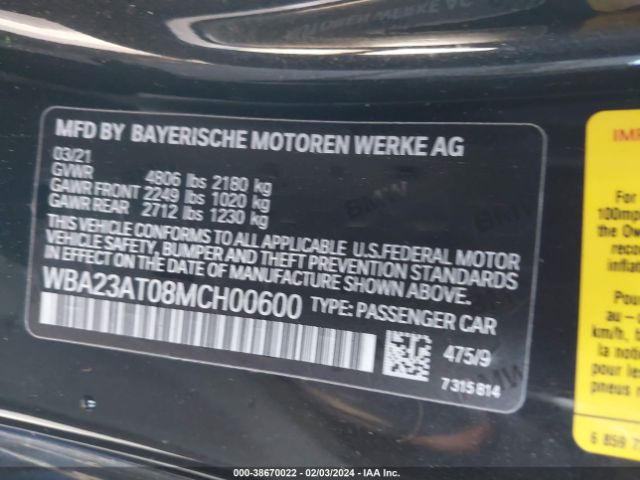WBA23AT08MCH00600 BMW 430I
