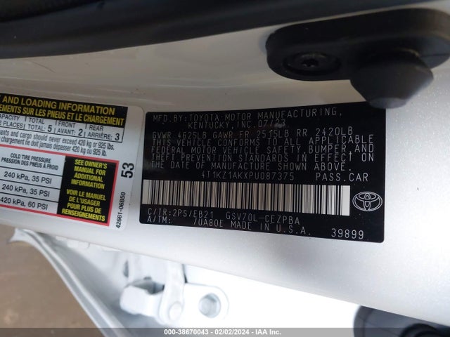 Toyota CAMRY TRD 2023 4T1KZ1AKXPU087375 Image 9