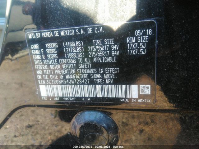 3CZRU6H54JM728427 Honda HR-V EX