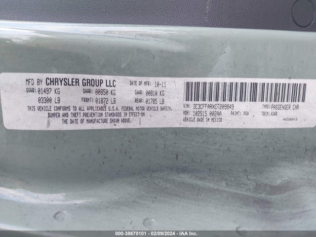 2012 FIAT 500 3C3CFFARXCT209849 Photo 8