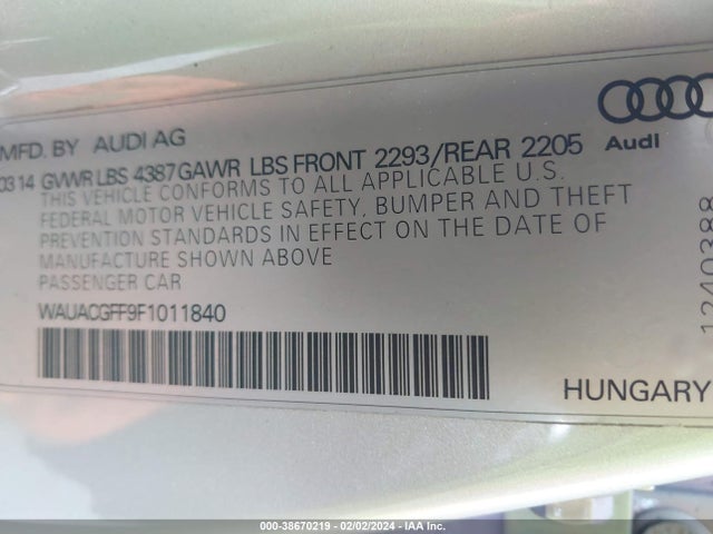 WAUACGFF9F1011840 Audi A3 1.8t Premium