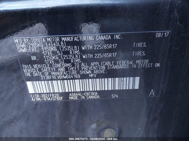 Toyota RAV4 LE 2017 2T3BFREV6HW684169 Image 9