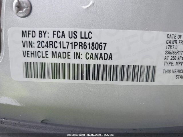 2C4RC1L71PR618067 Chrysler Pacifica Hybrid Touring L