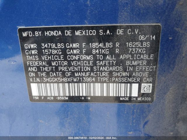 3HGGK5H8XFM713964 Honda Fit Ex/ex-l