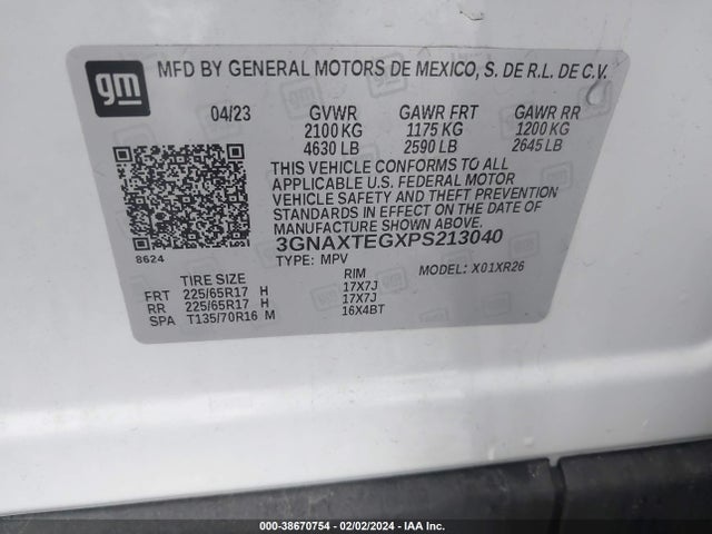 Chevrolet Equinox Awd 2fl 2023 3GNAXTEGXPS213040 Image 9
